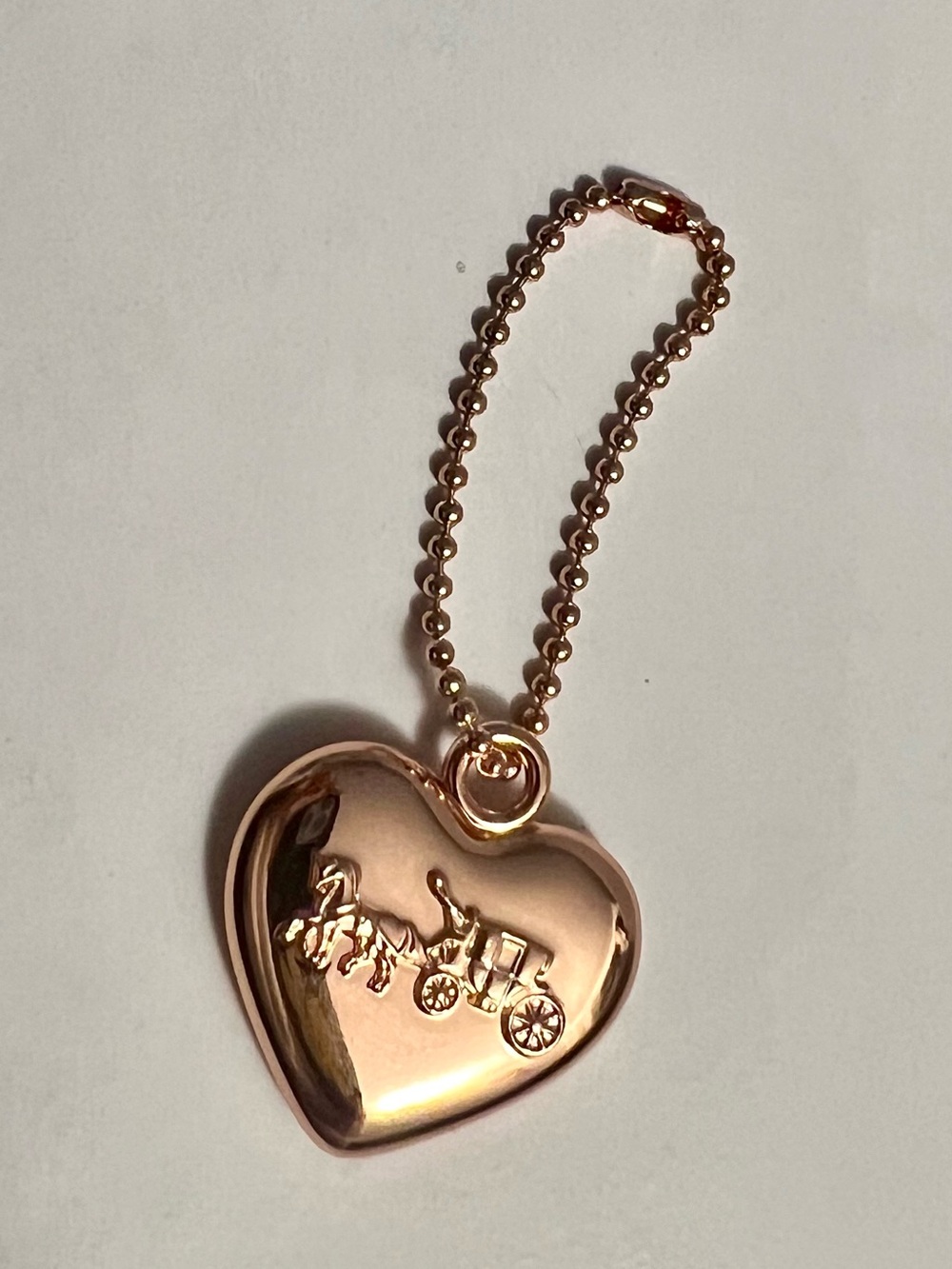 Coach Rose Gold Metal Heart Charm/Key Chain